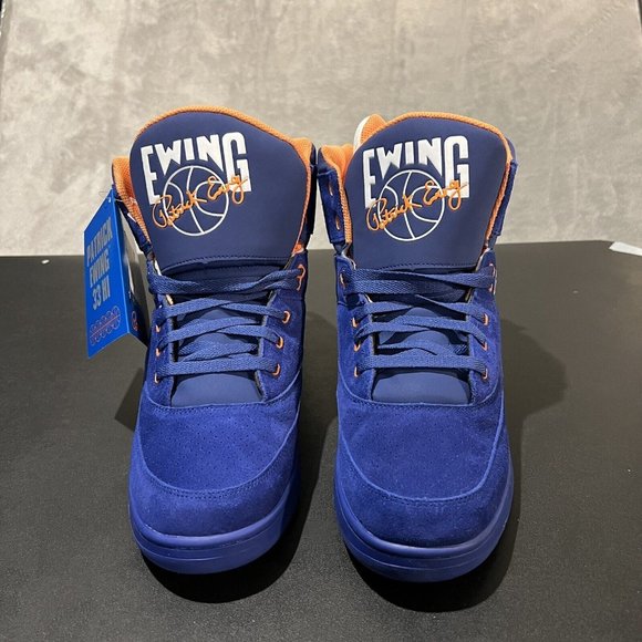 Ewing 33 Hi Men's 13 Blue Suede And Orange Knicks High Top Basketball Sneakers - Picture 2 of 11